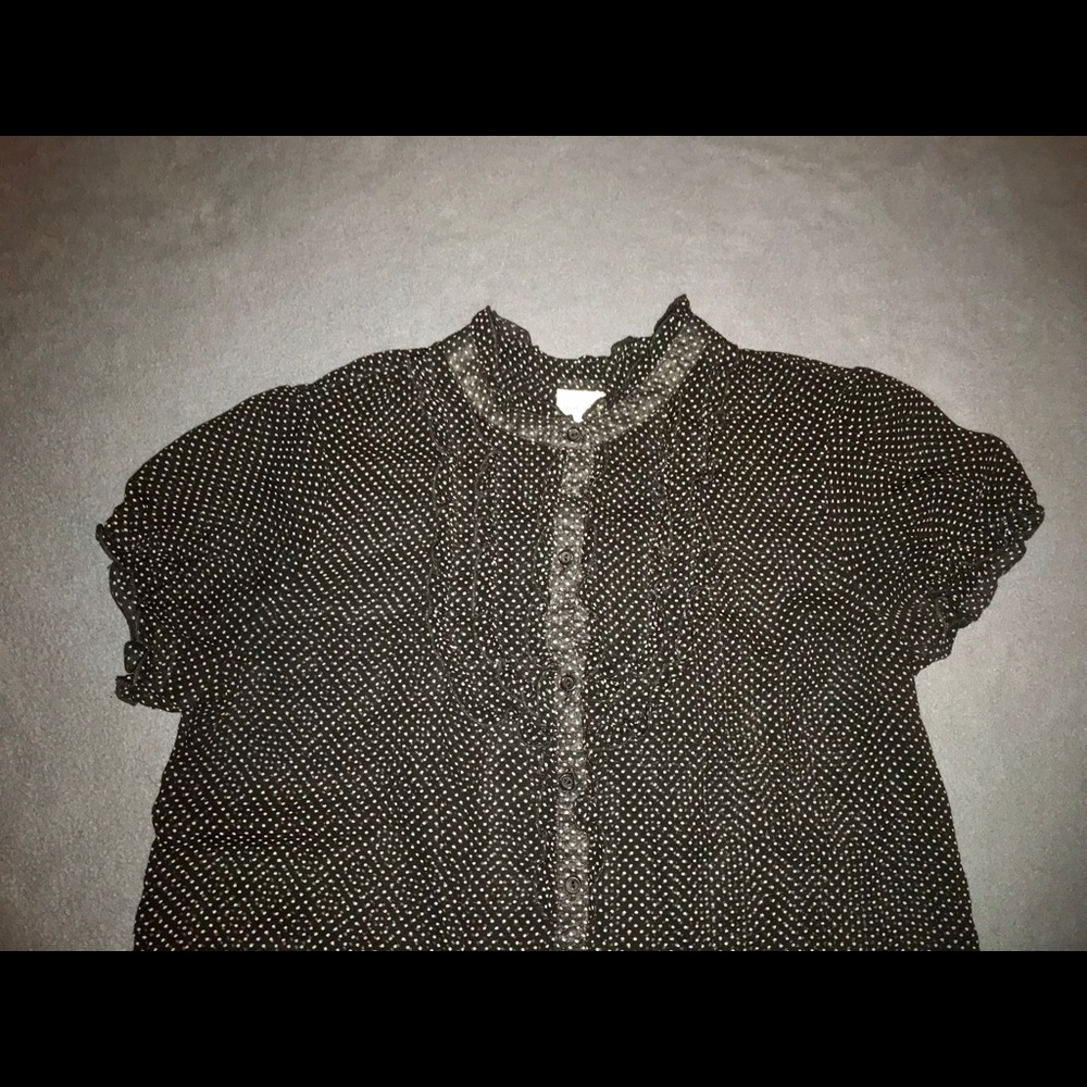Black and White Polka-dotted chiffon blouse (L)